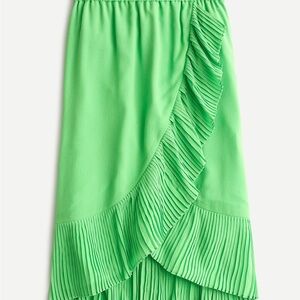 J. Crew Tulip Hem Spring Green Pleated Skirt, Large